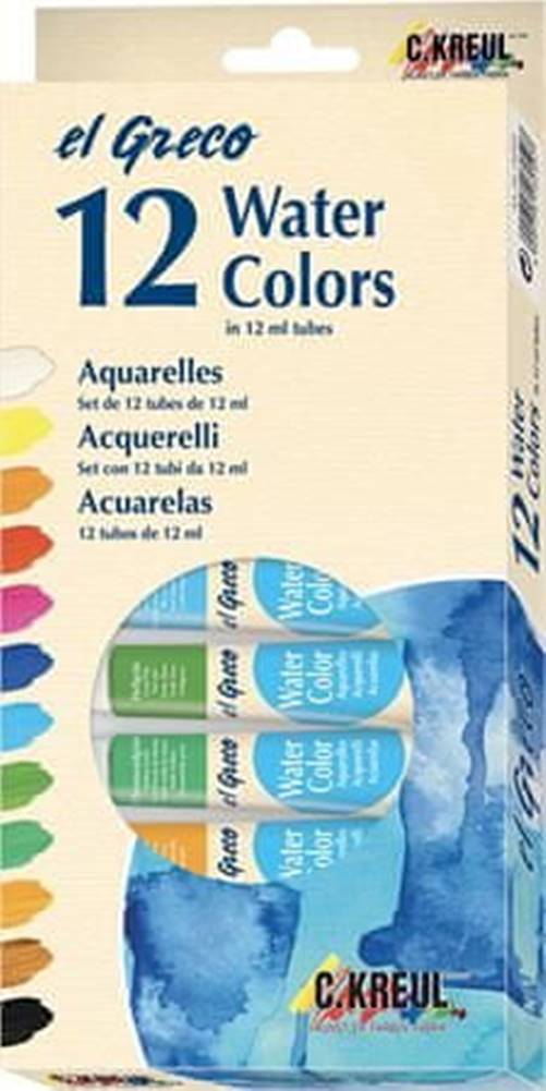 KREUL  Sada Akvarelové farby EL GRECO,  v tubách 12 ml,  12 farieb značky KREUL