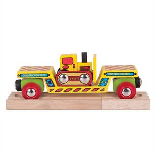 Bigjigs Toys Bigjigs Rail Vagon s buldozerem + 2 koleje