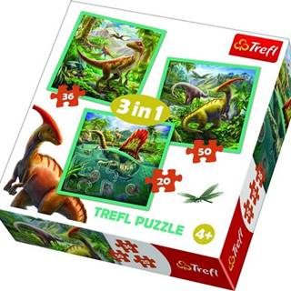 Trefl Puzzle Neobyčajný svet dinosaurov 3v1 (20, 36, 50 dielikov)