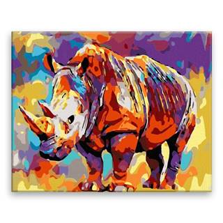Malujsi Maľovanie podľa čísel - Nosorožec vo farbách - 100x80 cm,  plátno vypnuté na rám