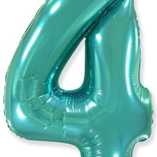 Fóliový balónik číslice 4 - tyrkysová - tiffany - 102 cm
