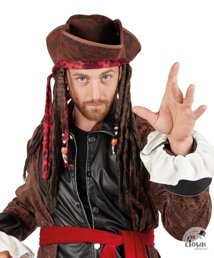 Ptit Clown  Pirátský klobouk s vlasy a šátkem Jack Sparrow značky Ptit Clown