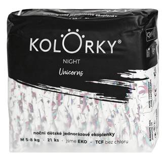 KOLORKY  NIGHT - M (5-8 kg) - 21 ks - nočné jednorázové eko plienky značky KOLORKY