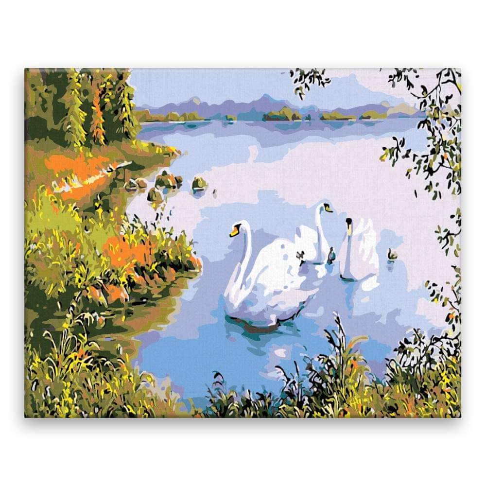 Malujsi  Maľovanie podľa čísel - Rodina Swan - 100x80 cm,  bez dreveného rámu značky Malujsi