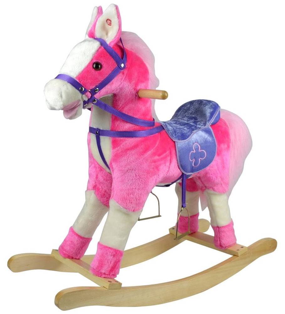 Teddies  Kôň hojdací ružový plyš na batérie - zánovné značky Teddies