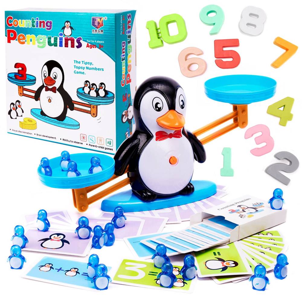 Ikonka  Vzdelávacia rovnováha učenie sa počítať tučniaky veľké značky Ikonka