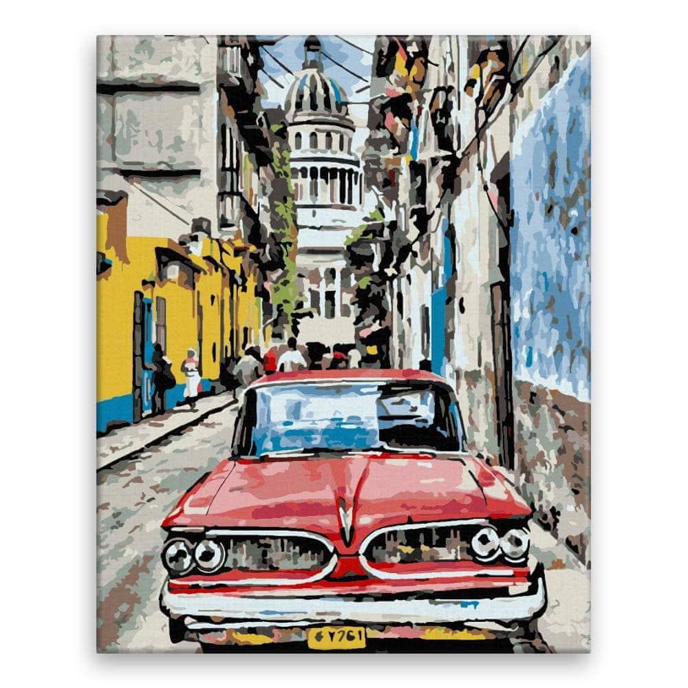 Malujsi  Maľovanie podľa čísel - Na ulici v Havane - 80x100 cm,  plátno vypnuté na rám značky Malujsi