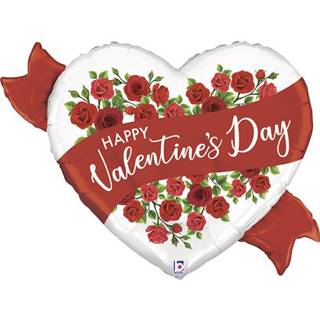 Grabo Fóliový balón supershape Happy Valentine Day červené ruže 94cm