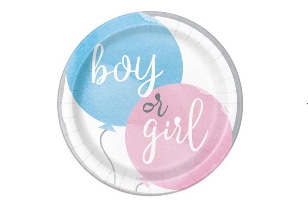  Párty taniera Gender Reveal - Boy or Girl - Chlapec alebo Holka - 22 cm - 8 ks