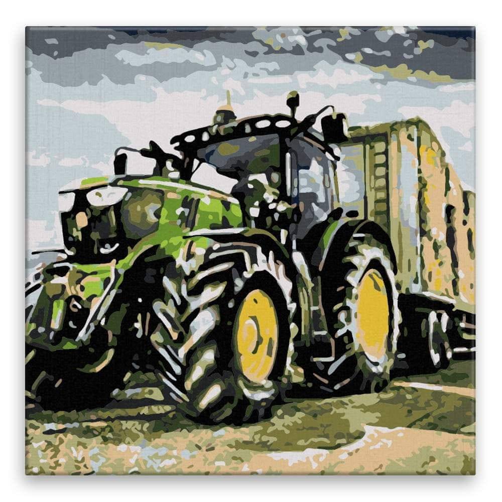 Malujsi  Maľovanie podľa čísel - Traktor na poli - 40x40 cm,  plátno vypnuté na rám značky Malujsi