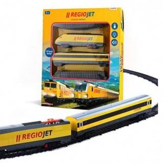 Rappa Vlak žlutý RegioJet s kolejnicemi 18ks plast se zvukem a světlem v krabici 38x43x6cm