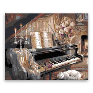 Malujsi Maľovanie podľa čísel - Večer pri klavíri - 50x40 cm,  bez dreveného rámu
