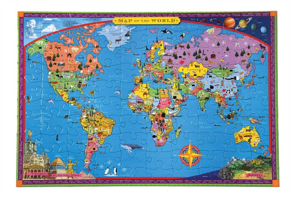 eeBoo  Puzzle Mapa sveta 100 dielikov značky eeBoo
